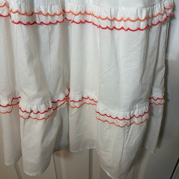 J Crew women’s white midi sundress. Size 6. Cottagecore Whimsical Cotton ruffles - Picture 6 of 10